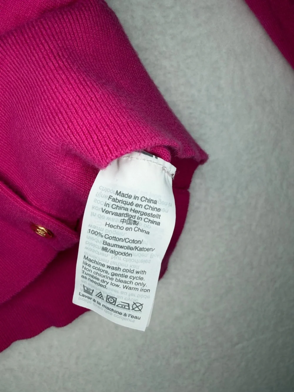 J. Crew Women's Hot Pink  Gold Button-Front Crewneck Cardigan Medium - Picture 7 of 10